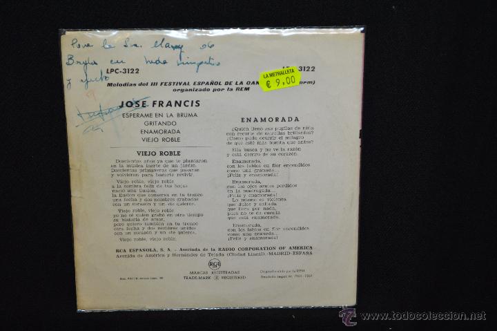 Discos de vinilo: JOSE FRANCIS - ESPERAME EN LA BRUMA +3 - EP - Foto 2