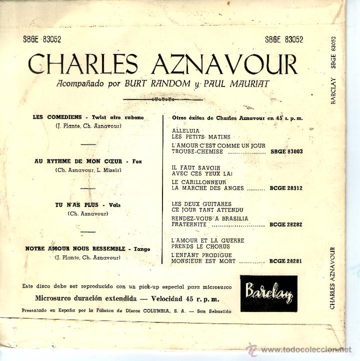 Discos de vinilo: CHARLES AZNAVOUR.LES COMEDIENS - Foto 2