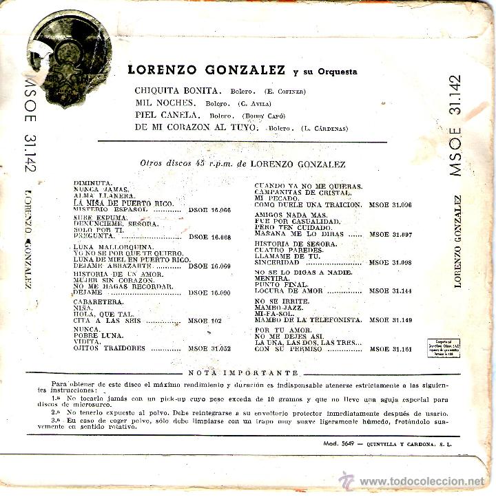 Discos de vinilo: LORENZO GONZALEZ - PIEL CANELA - Foto 2