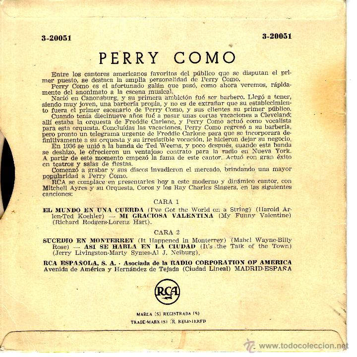 Discos de vinilo: PERRY COMO / MITCHELL AYRES - Foto 2