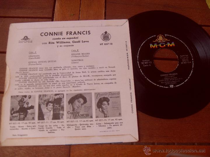 Discos de vinilo: CONNIE FRANCIS SINGLE GRANADA MADE IN SPAIN 1960 - Foto 2