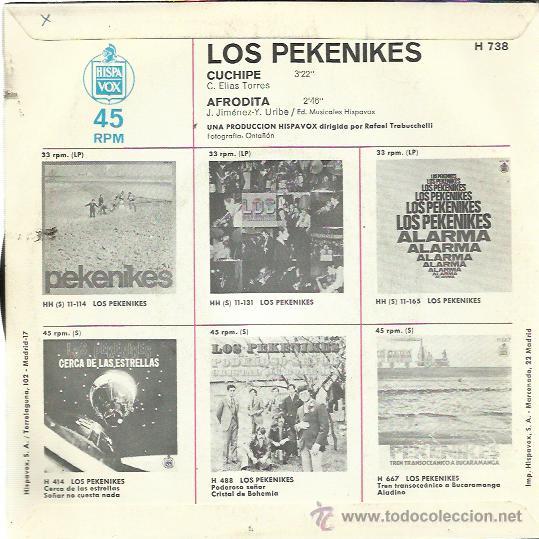 Discos de vinilo: LOS PEKENIKES Sg HISPAVOX 1971 cuchipe / afrodita - Foto 2