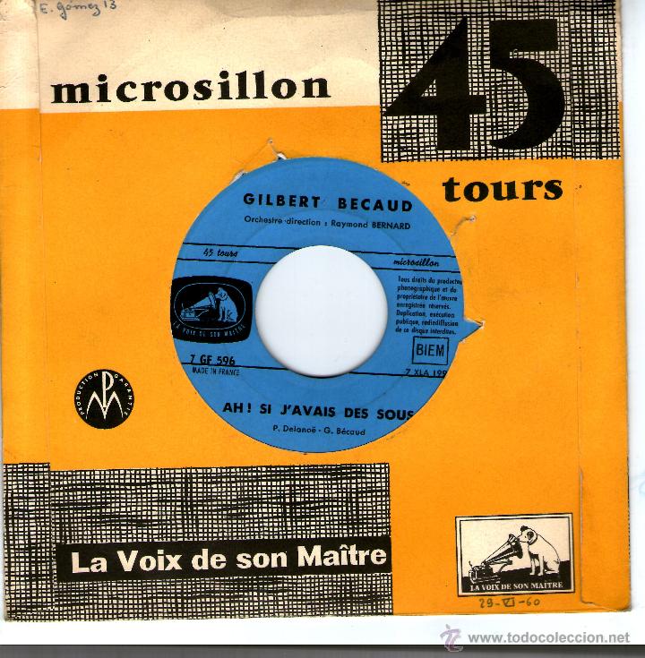 Discos de vinilo: GILBERT BECAUD - LENTERREMENT DE CORNELIUS - Foto 1
