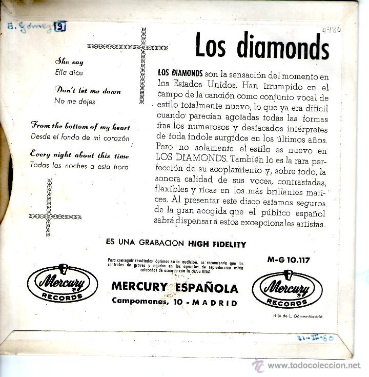 Discos de vinilo: LOS DIAMONDS  SHE SAY (MUY RARO) - Foto 2