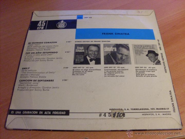 Discos de vinilo: FRANK SINATRA (MI QUERIDO CORAZON + 3) EP ESPA&Ntilde;A 1967 (EPI6) - Foto 3