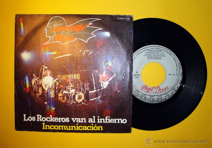 Discos de vinilo: Bar&oacute;n Rojo. Los Rockeros van al infierno. Single - Foto 1