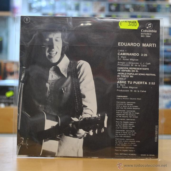 Discos de vinilo: EDUARDO MARTI - CAMINANDO - SINGLE - Foto 2