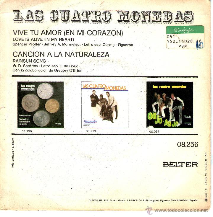 Discos de vinilo: LAS CUATRO MONEDAS - VIVE TU AMOR - Foto 2