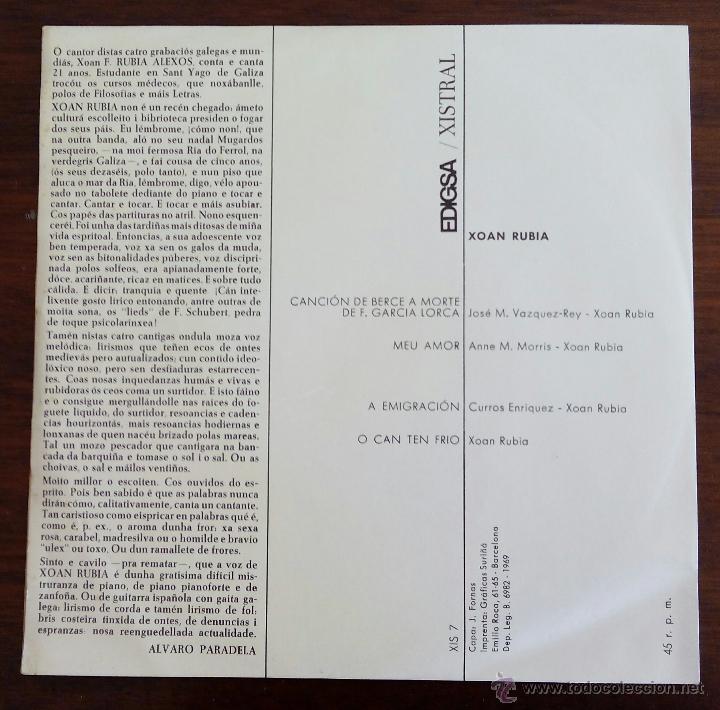 Discos de vinilo: XOAN RUBIA, CANCION DE BERCE A MORTE DE GARCIA LORCA +3 (EDIGSA-XISTRAL 1969) SINGLE EP - Foto 2 - 47989146