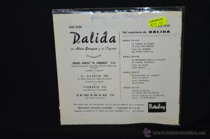 Discos de vinilo: DALIDA - MANUEL BENITEZ EL CORDOBES +3 - EP - Foto 2