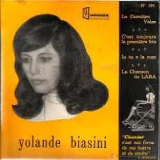 Discos de vinilo: EP YOLANDE BIASINI : LE DERNIERE BALSE (CANCIONES DE LESS RED, JEAN FERRAT, MAURICE JARRE, ETC )