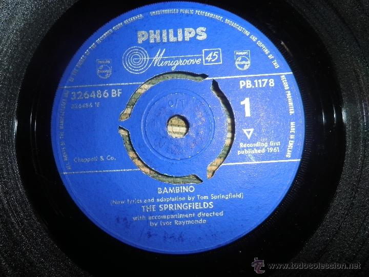 Discos de vinilo: THE SPRINGFIELDS - BAMBINO SINGLE - PHILIPS RECORDS 1961 - MONOAURAL - - Foto 3