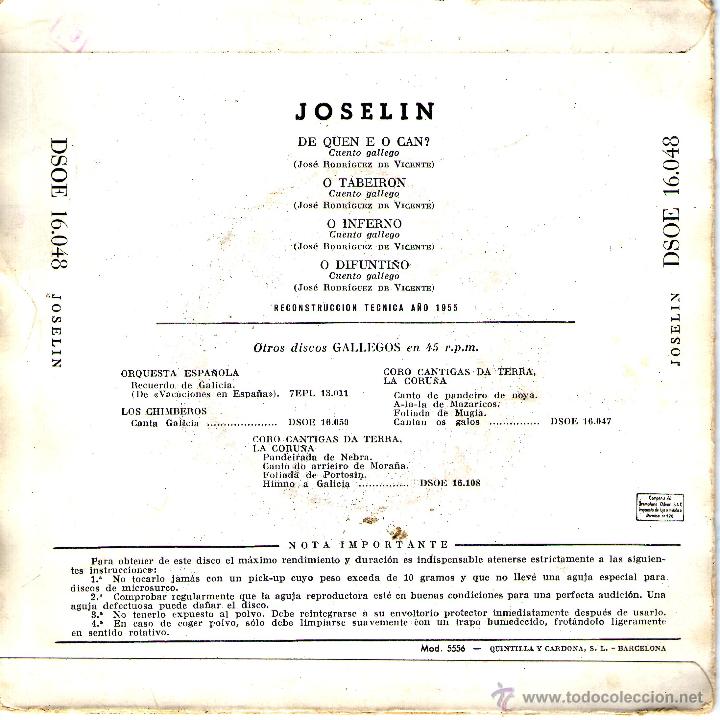 Discos de vinilo: GALICIA. JOSELIN. CUENTOS GALLEGOS - Foto 2