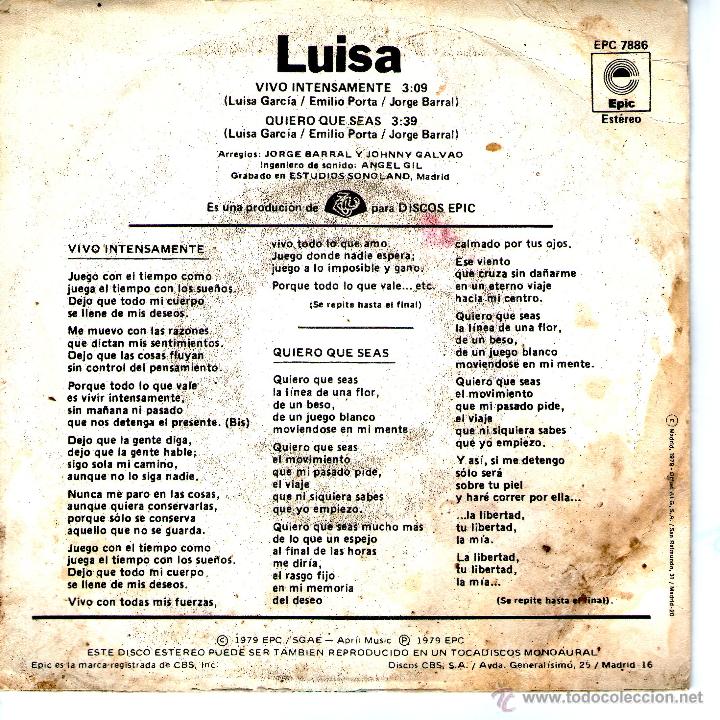 Discos de vinilo: LUISA - VIVO INTENSAMENTE - Foto 2