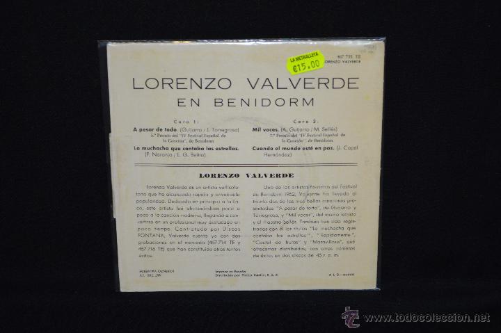 Discos de vinilo: LORENZO VALVERDE - A PESAR DE TODO +3 - EP - Foto 2