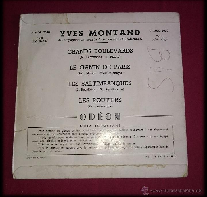 Discos de vinilo: Y. Montand -   Grands boulevards -odeon - Foto 2