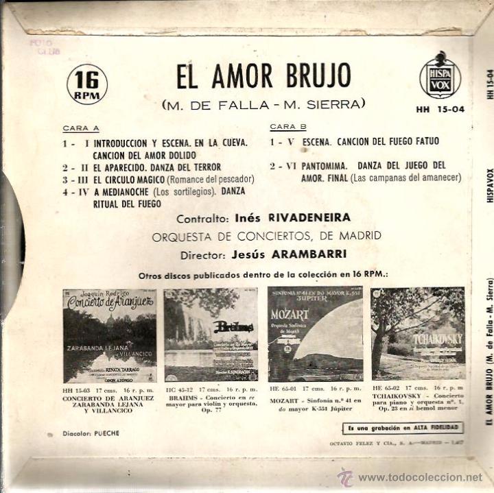Discos de vinilo: EP MANUEL DE FALLA & INES RIVADENEIRA : EL AMOR BRUJO - Foto 2