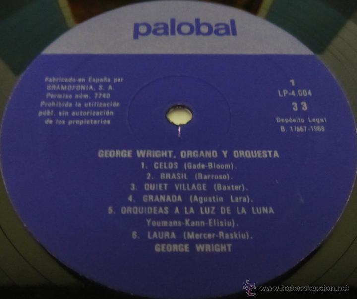 Discos de vinilo: GEORGE WRIGHT ORGANO Y ORQUESTA - LP - PALOBAL 1963 SPAIN - Foto 2