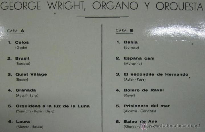 Discos de vinilo: GEORGE WRIGHT ORGANO Y ORQUESTA - LP - PALOBAL 1963 SPAIN - Foto 3