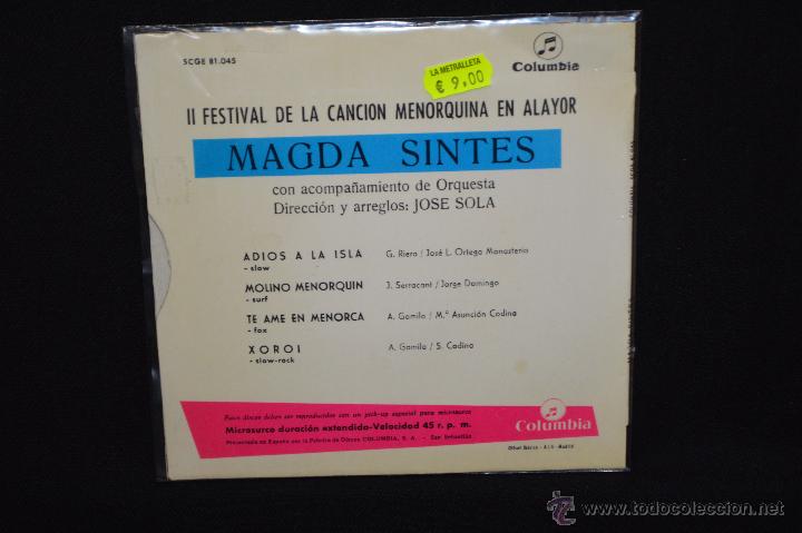 Discos de vinilo: MAGDA SINTES - ADIOS A LA ISLA + 3 - EP - Foto 2