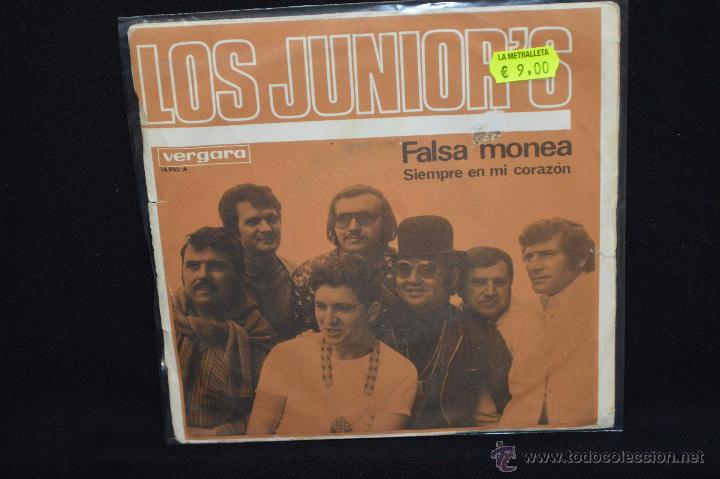 Discos de vinilo: LOS JUNIOR&acute;S - FALSA MONEA / SIEMPRE EN MI CORAZON - SINGLE - Foto 2