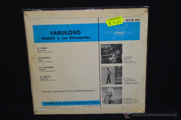 Discos de vinilo: MARIO Y SUS DIAMANTES - EL CABLE +3 - EP - Foto 2