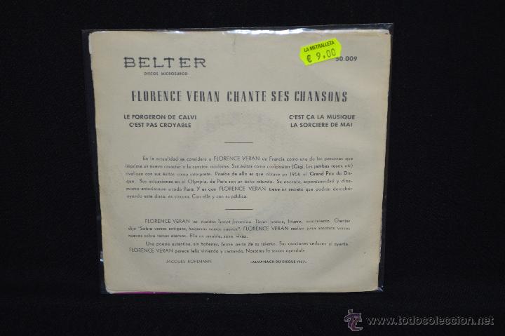 Discos de vinilo: FLORENCE VERAN - LE FORGERON DE CALVI +3 - EP - Foto 2