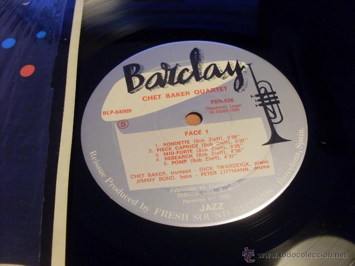 Discos de vinilo: CHET BAKER QUARTET . LP ESPA&Ntilde;A 1986 (B-10) - Foto 2