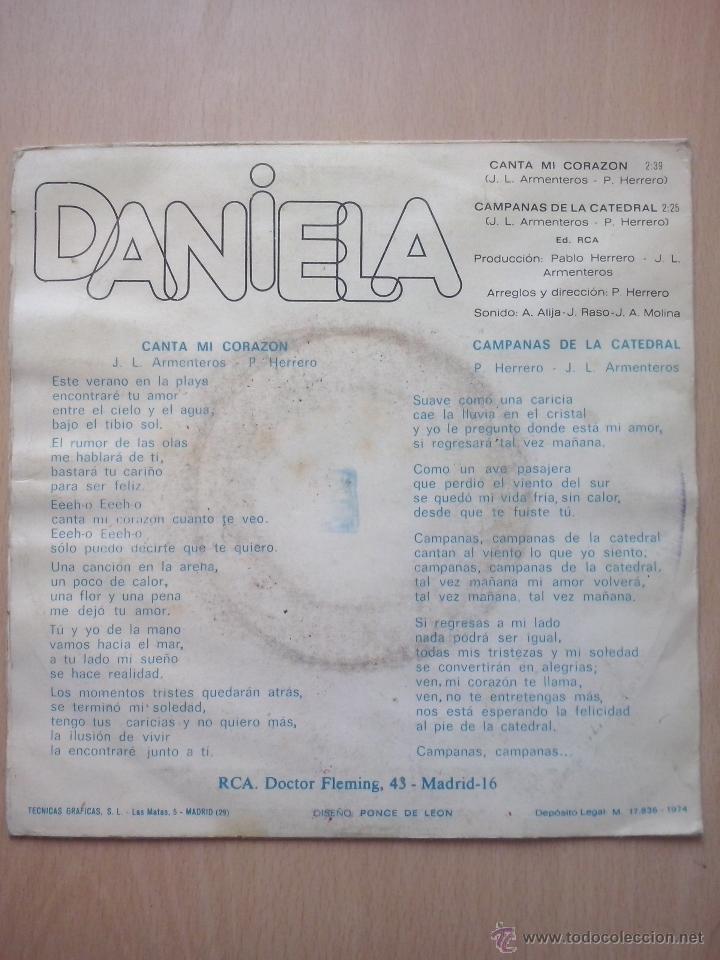 Discos de vinilo: daniela - canta mi corazon - single rca 1974 - Foto 2