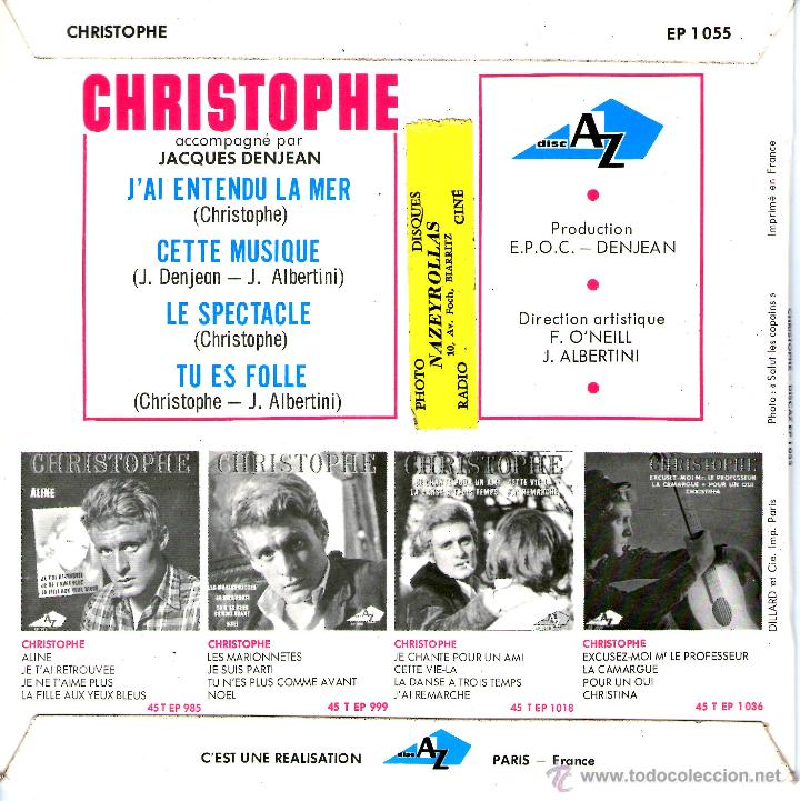 Discos de vinilo: CHRISTOPHE (JAI ENTENDU LA MER +3) - Foto 2