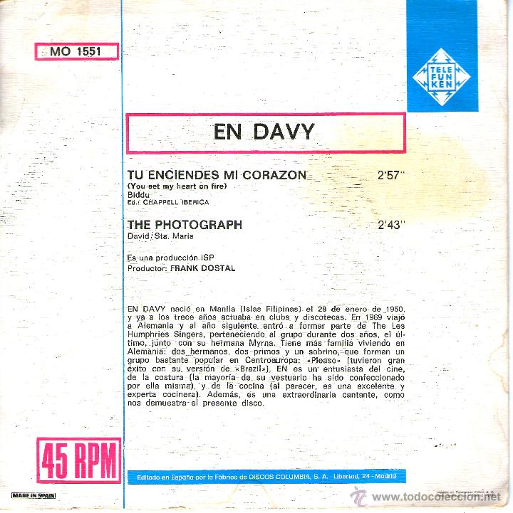 Discos de vinilo: EN DAVY: TU ENCIENDES MI CORAZON - Foto 2