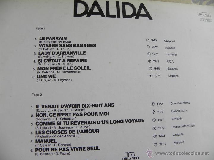 Discos de vinilo: DALIDA -LP -REEDICION DE 1977 -BUEN ESTADO - Foto 2
