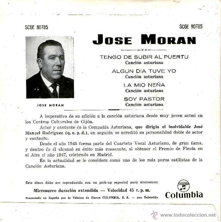 Discos de vinilo: JOSE MORAN TENGO DE SUBIR AL PUERTU + 3 - Foto 2