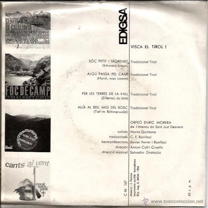 Discos de vinilo: EP ORFEO ENRIC MORERA : VISCA EL TIROL ! - Foto 2