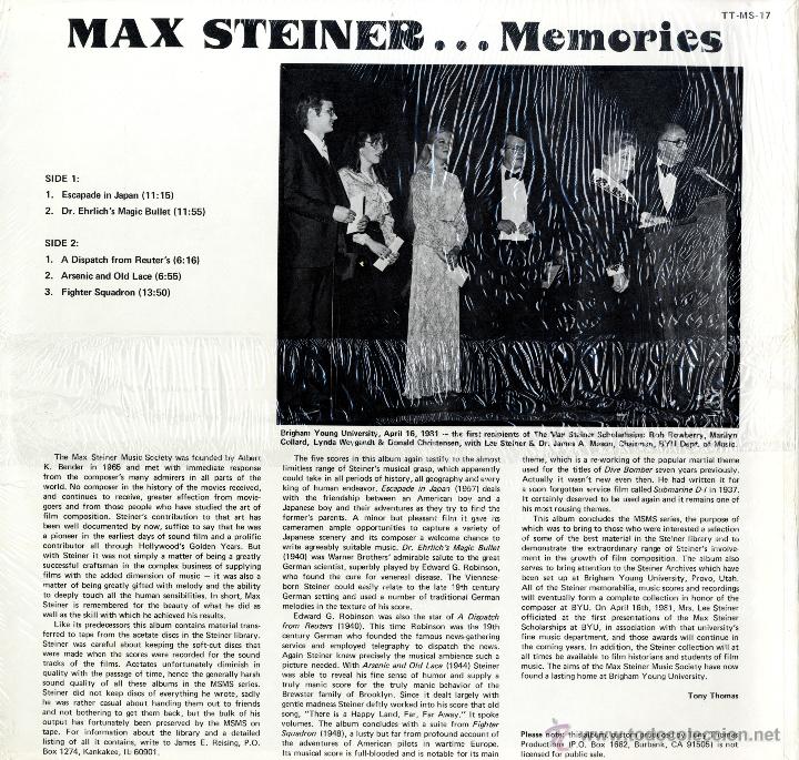 Discos de vinilo: MAX STEINER. BANDAS SONORAS - Foto 8
