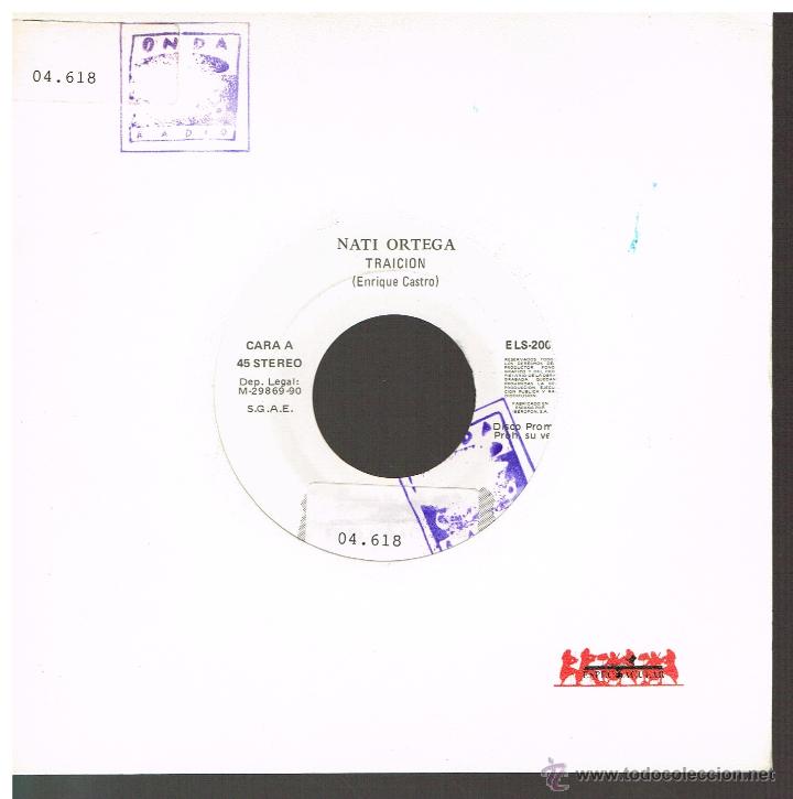 Discos de vinilo: Nati Ortega - Traici&oacute;n - Single 1990 - Promo - Foto 1