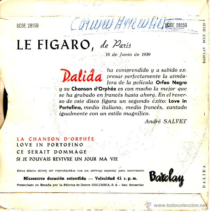 Discos de vinilo: DALIDA. LA CHANSON DORPHEE - Foto 2