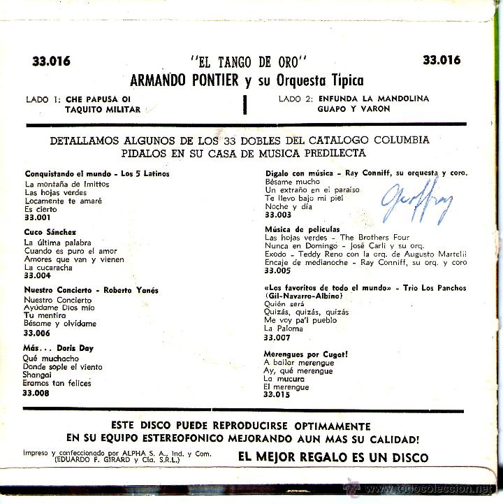 Discos de vinilo: ARMANDO PONTIER Y SU ORQUESTA TIPICA - Foto 2