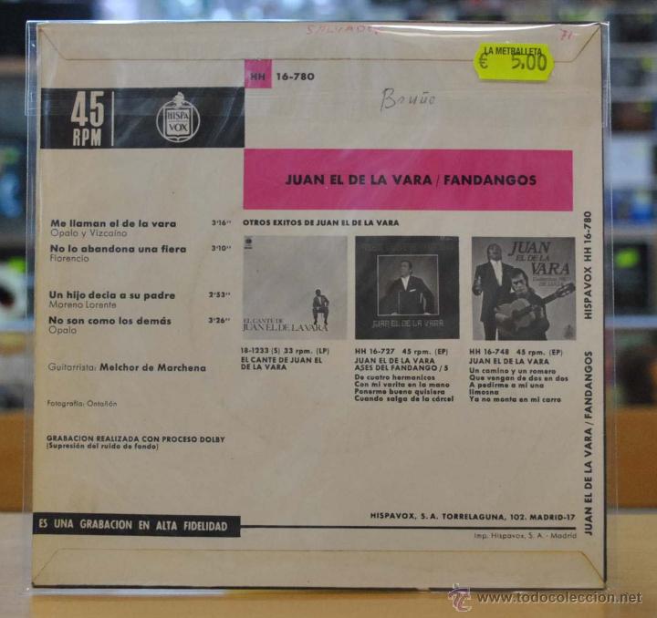 Discos de vinilo: JUAN EL DE LA VARA - FANDANGOS - EP - Foto 2