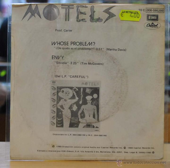 Discos de vinilo: MOTELS - DE QUIEN ES EL PROBLEMA - SINGLE - Foto 2