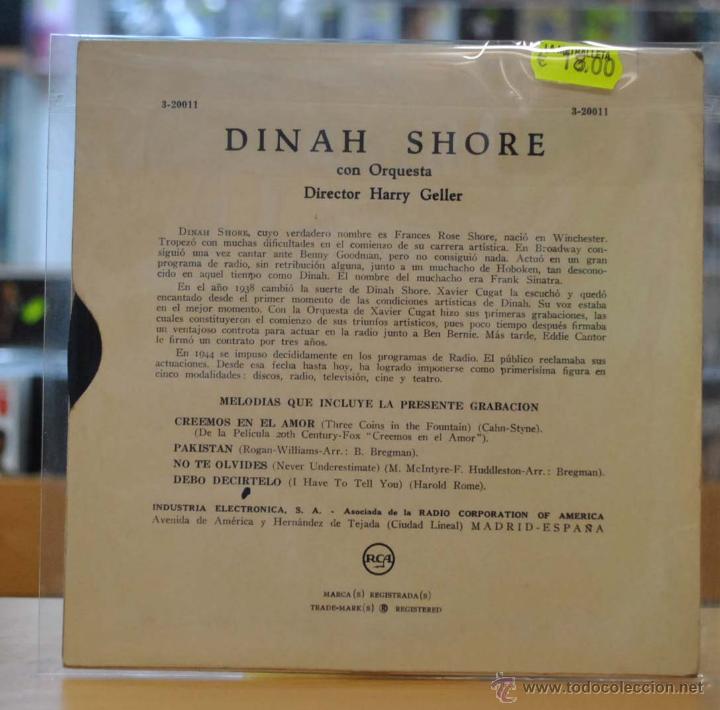 Discos de vinilo: DINAH SHORE - CREEMOS EN EL AMOR - + 3 - EP - Foto 2