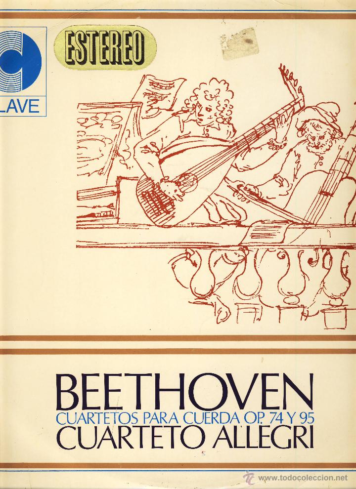 Discos de vinilo: BEETHOVEN.- CUARTETOS PARA CUERDA OP. 74 Y 95.- CUARTETO ALLEGRI.-