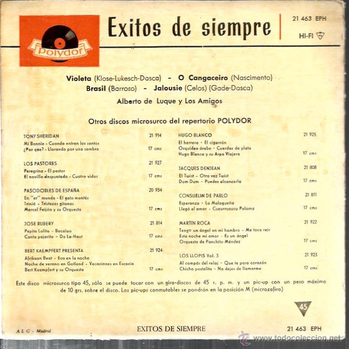 Discos de vinilo: EP ALBERTO DE LUQUE Y LOS AMIGOS : VIOLETA - Foto 2