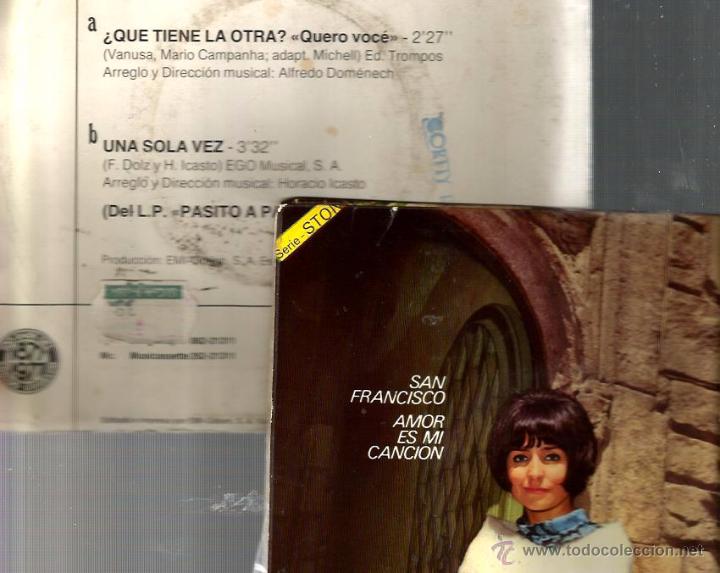 Discos de vinilo: 2 SINGLES DE DOVA : SAN FRANCISCO + QUE TIENE LA OTRA - Foto 2