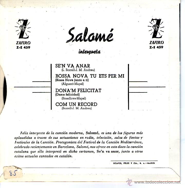 Discos de vinilo: SALOME - SEN VA ANAR - Foto 2