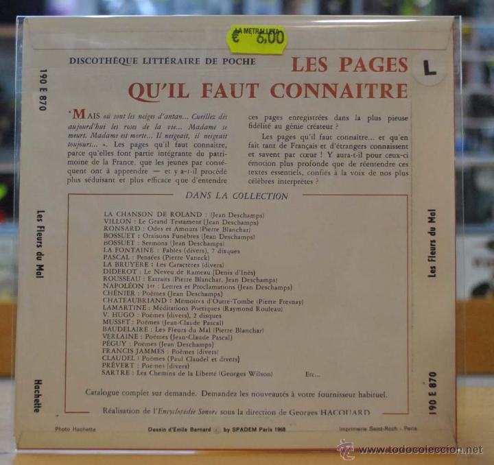 Discos de vinilo: PIERRE BLANCHAR - LES FLEURS DU MAL - BAUDELAIRE - EP - Foto 2