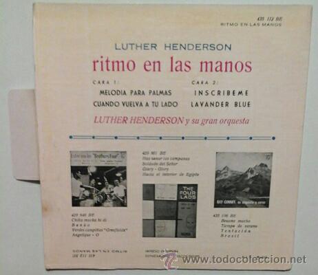 Discos de vinilo: LUTHRER HENDERSON  -EP- RITMO EN LAS MANOS OR SPAIN 1961 - Foto 2