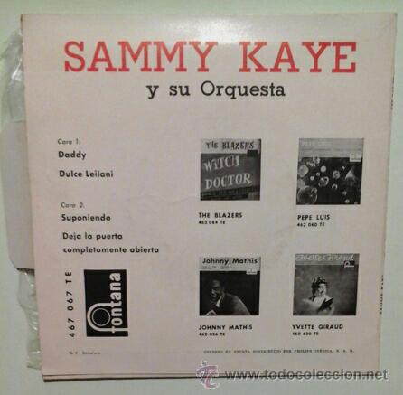 Discos de vinilo: SAMMY KAYE -EP- DADDY + 3 OR SPAIN 1959 - Foto 2