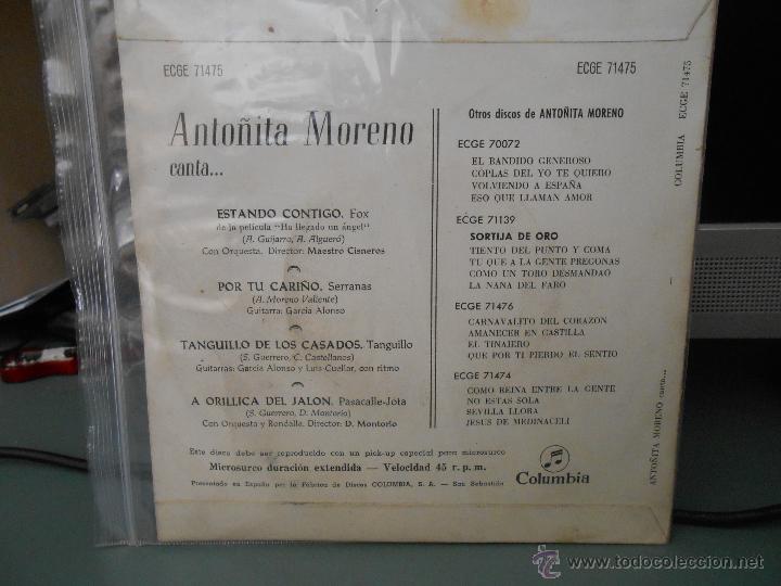 Discos de vinilo: ANTO&Ntilde;ITA MORENO - ESTANDO CONTIGO - Foto 2
