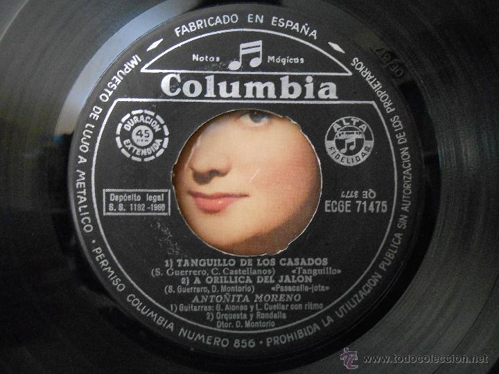 Discos de vinilo: ANTO&Ntilde;ITA MORENO - ESTANDO CONTIGO - Foto 3